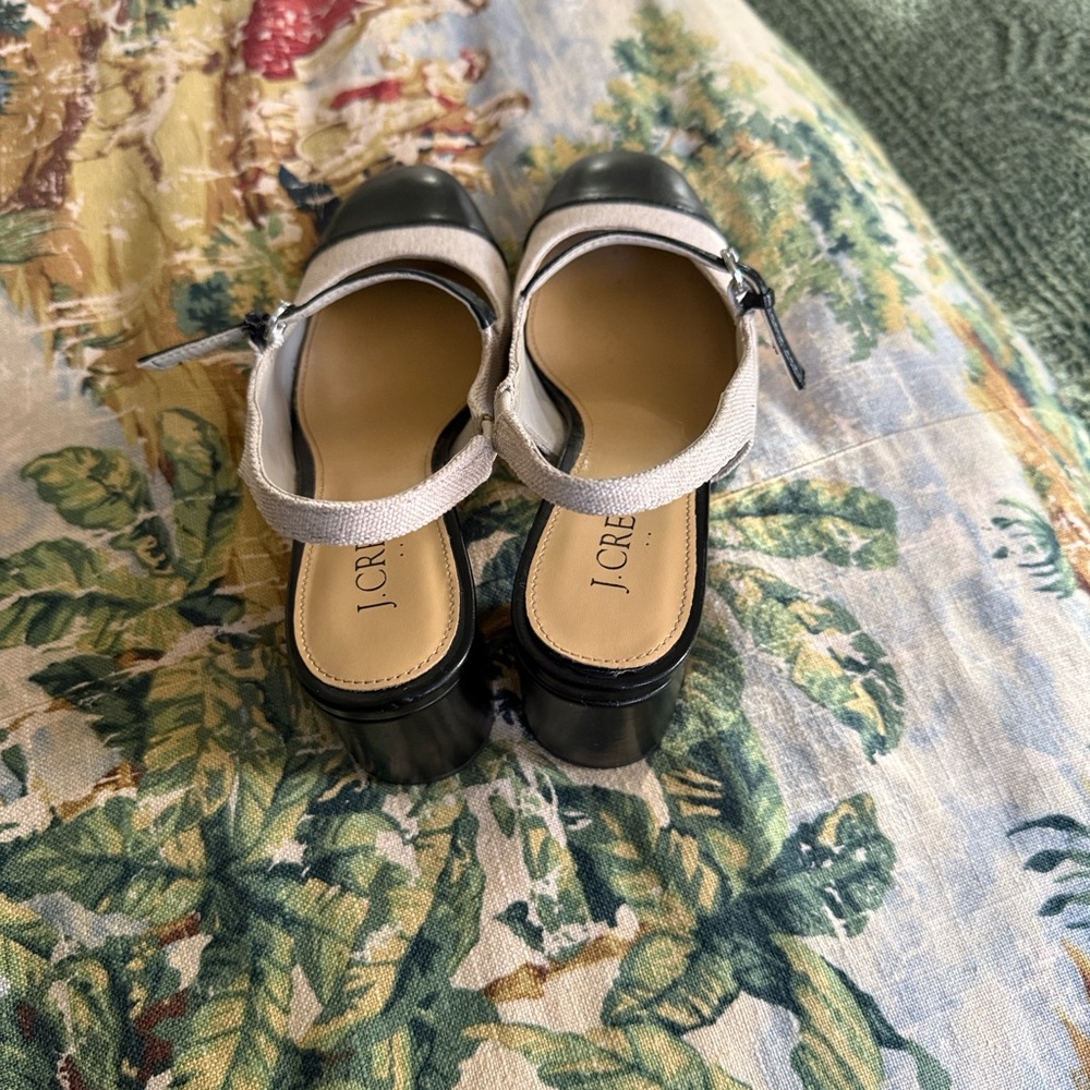 J. Crew Black and Cream Heeled Slingbacks - Picture 4 of 5